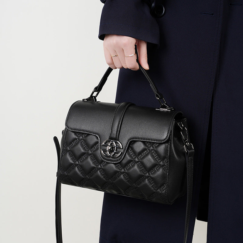 Structured Leather Top Handle Bag