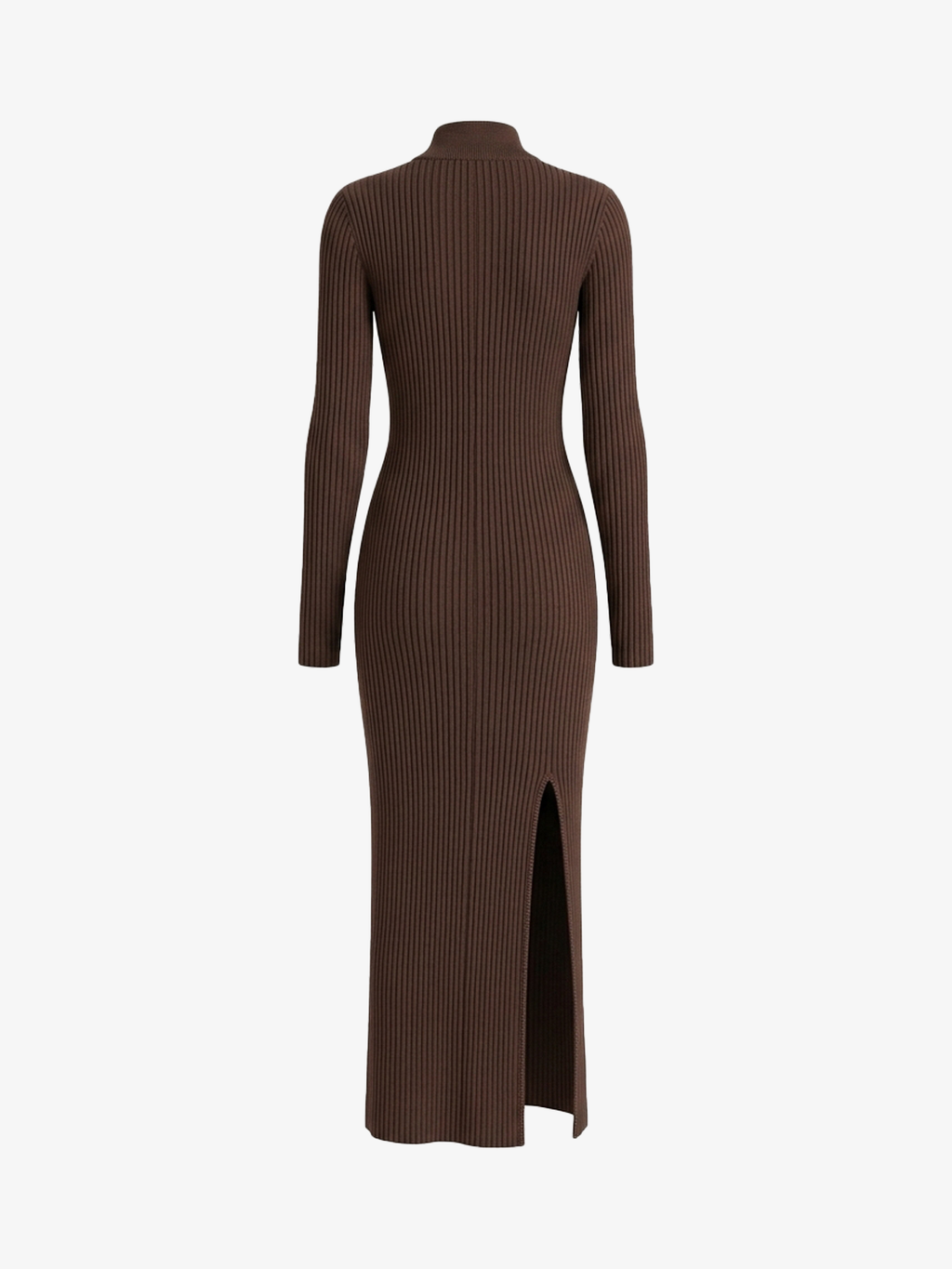 Elegant Button-Trim Split Knit Midi Dress