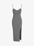 Knit Shrug & Slit Cami Dress Two-Piece Set