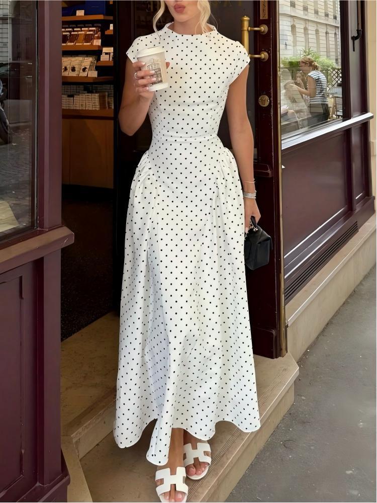 Polka Dot Fitted Maxi Dress