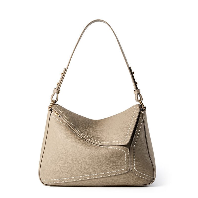 Geometric Cowhide Leather Pillow Bag