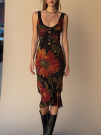 Vestido vintage sin mangas con estampado floral