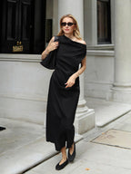 One Shoulder Asymmetric Midi Dress