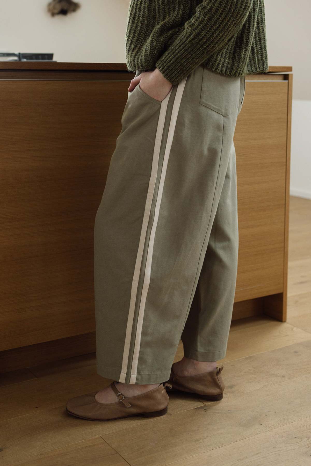Cotton Blend Track Pants with Side Stripes - Comfortable Wide Leg Joggers for Casual Wear