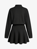 Faux Fur Collar Knit Mini Dress