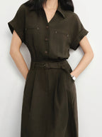 Utility Lyocell Shirt Midi Dress