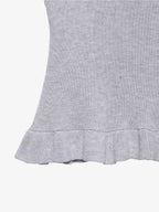 Grey Ruffle Hem High Neck Knit Top