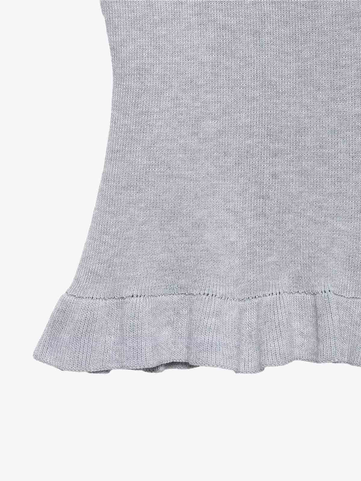 Grey Ruffle Hem High Neck Knit Top