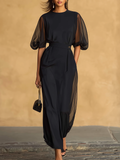 Elegant Two Piece Sheer Sleeve Top And Skirt Set