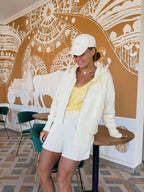 Hooded Zip  cotton Shorts Set