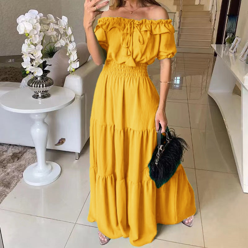 Off-Shoulder Ruffle Tiered Maxi Dress