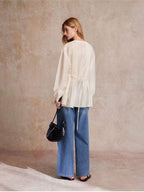 Pintuck Front Lyocell Blouse