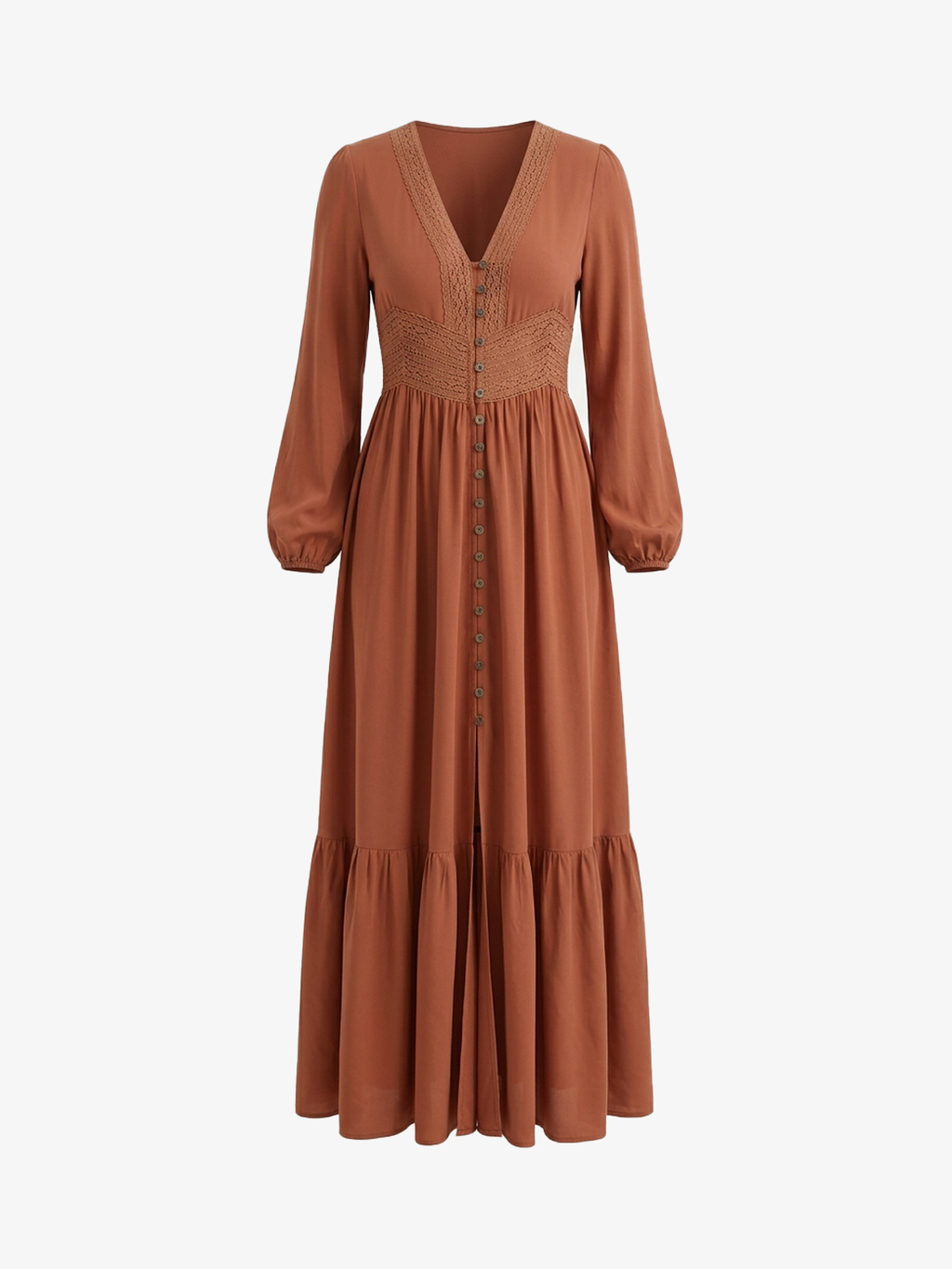 Lace V-Neck Slit Flowy Maxi Dress