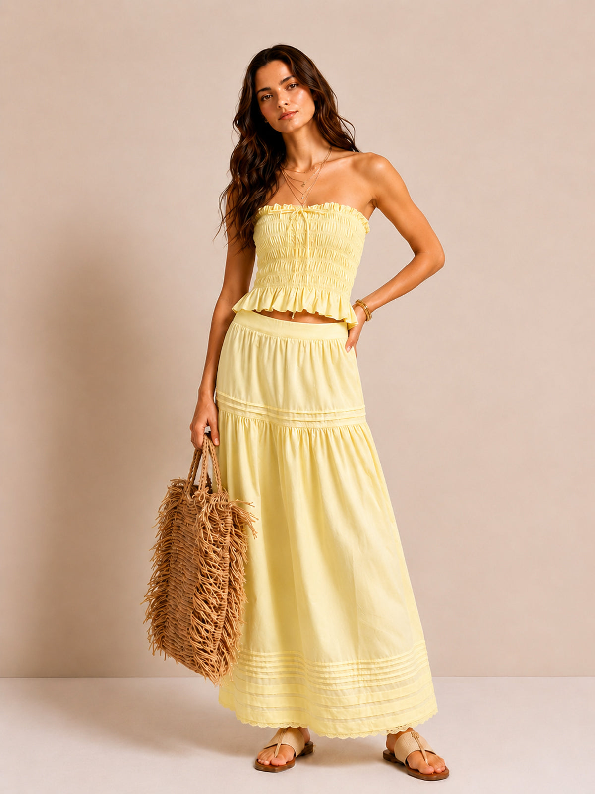 Smocked Strapless Maxi Skirt Set