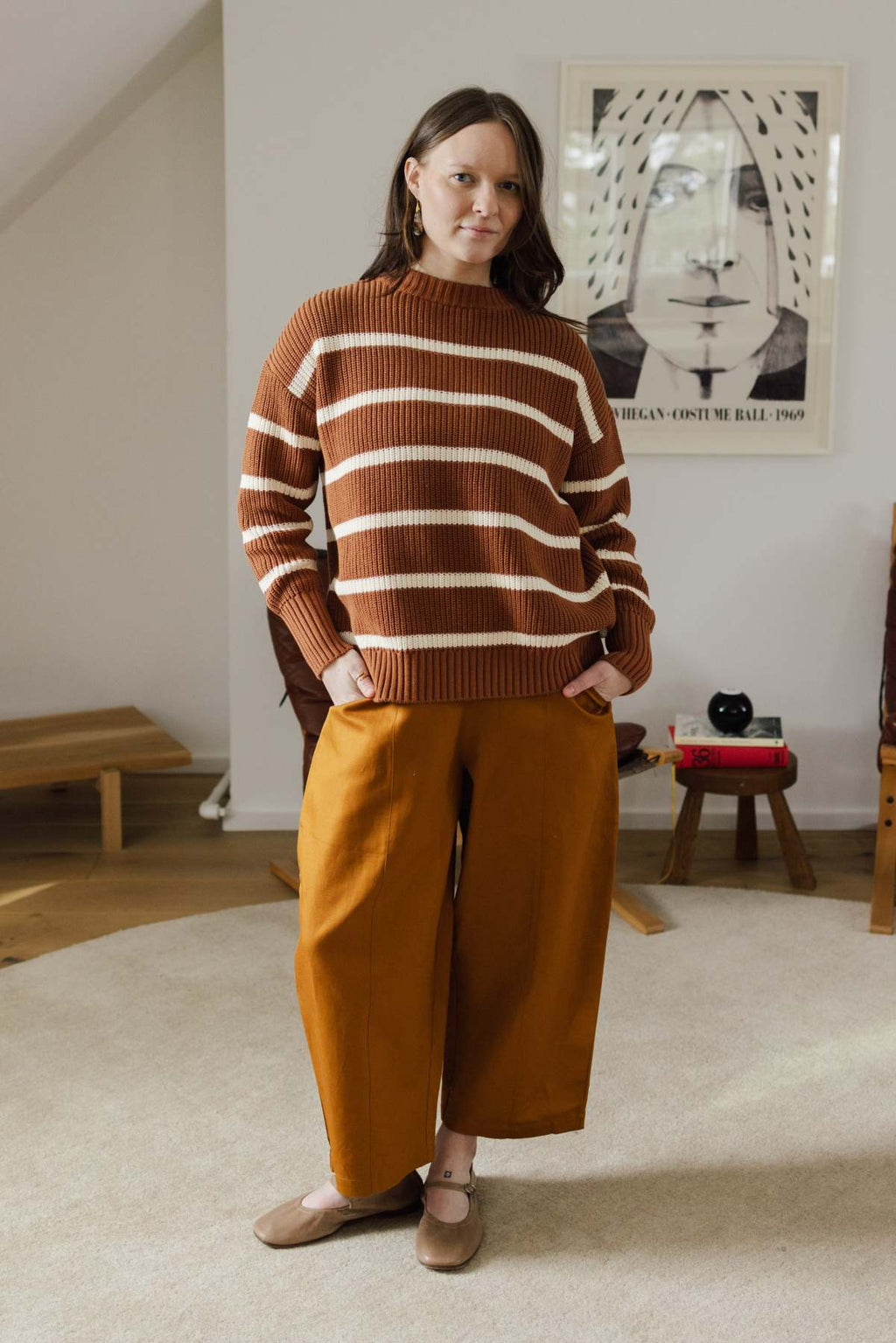 Cotton Blend Track Pants with Side Stripes - Comfortable Wide Leg Joggers for Casual Wear