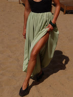 Pleated Side Slit Maxi Dress