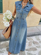 Sleeveless Denim Maxi Dress