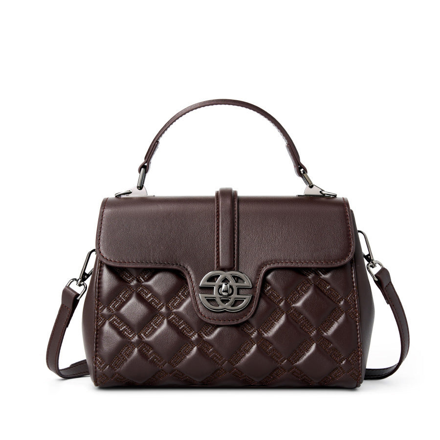 Structured Leather Top Handle Bag