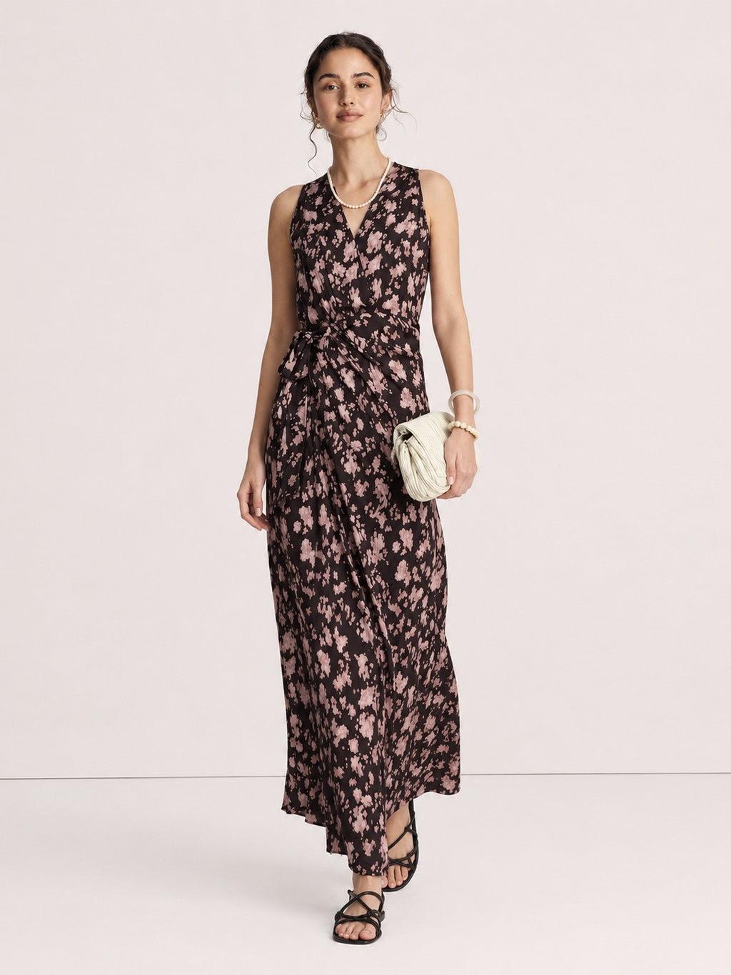 Floral Twist-Front Maxi Dress