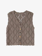 V-Neck Openwork Linen-Blend Paper Yarn Knit Vest