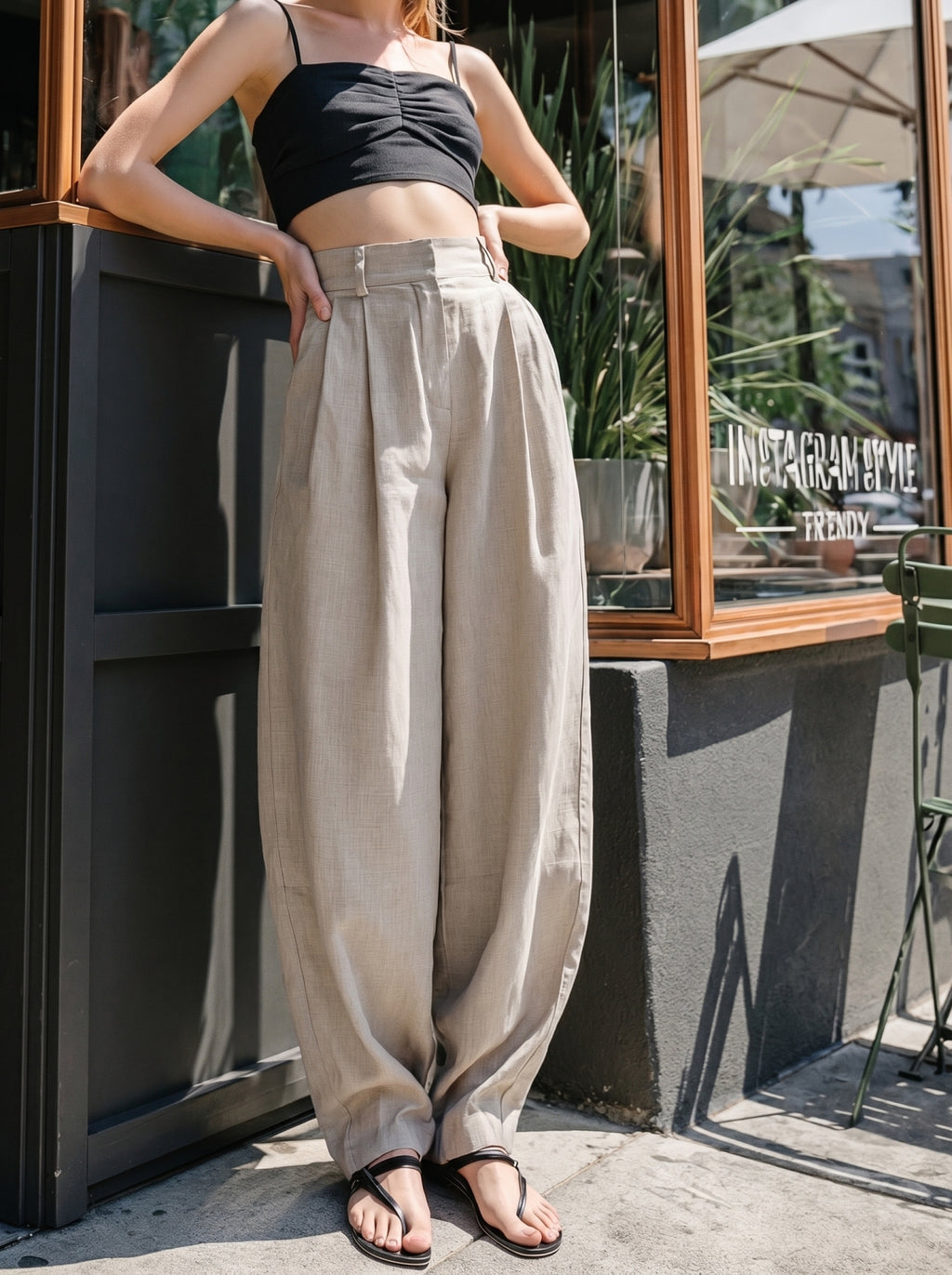 Linen Blend High Waist Wide Leg Pants for Women Comfortable Loose Fit Casual Trousers Summer Autumn Fashion