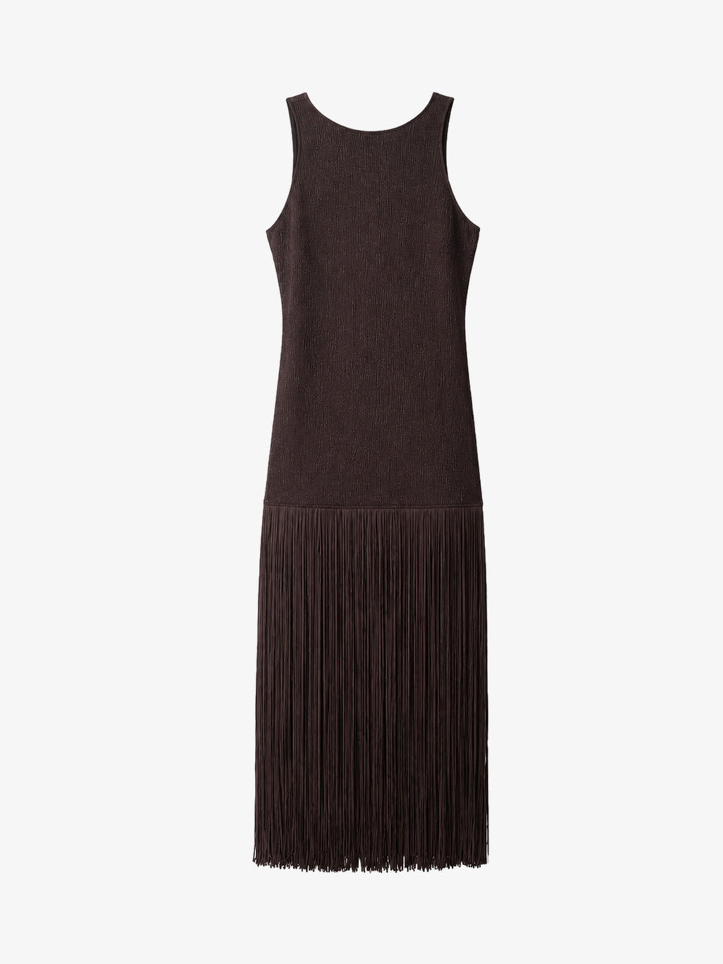 Open Back Fringe Knit Dress