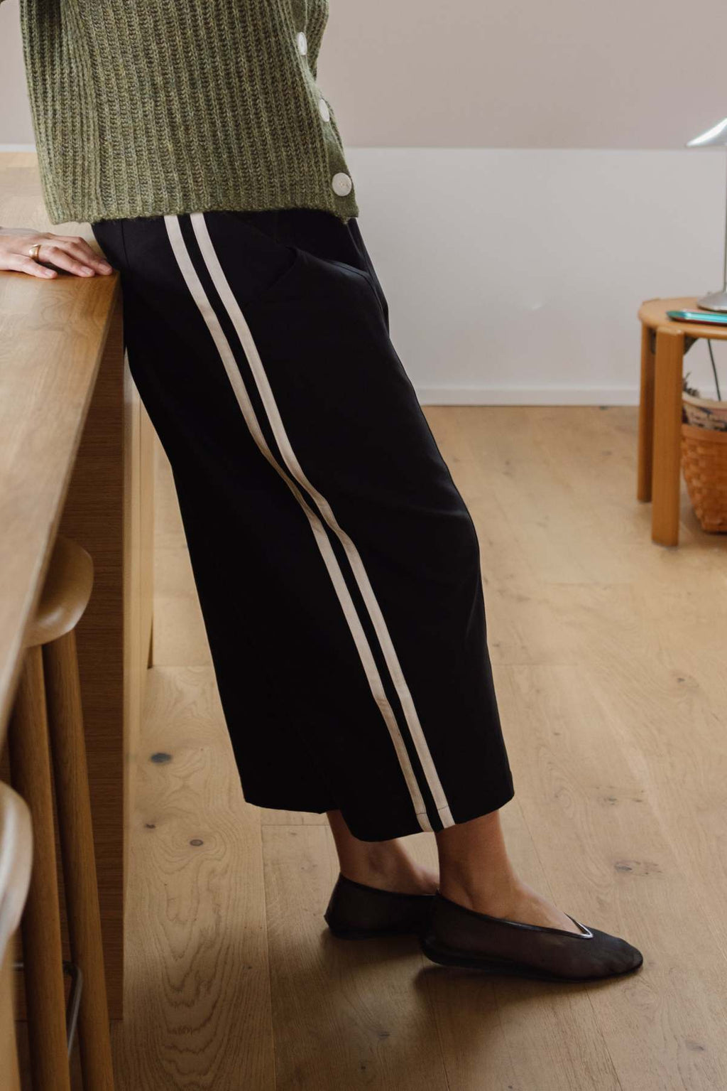 Cotton Blend Track Pants with Side Stripes - Comfortable Wide Leg Joggers for Casual Wear