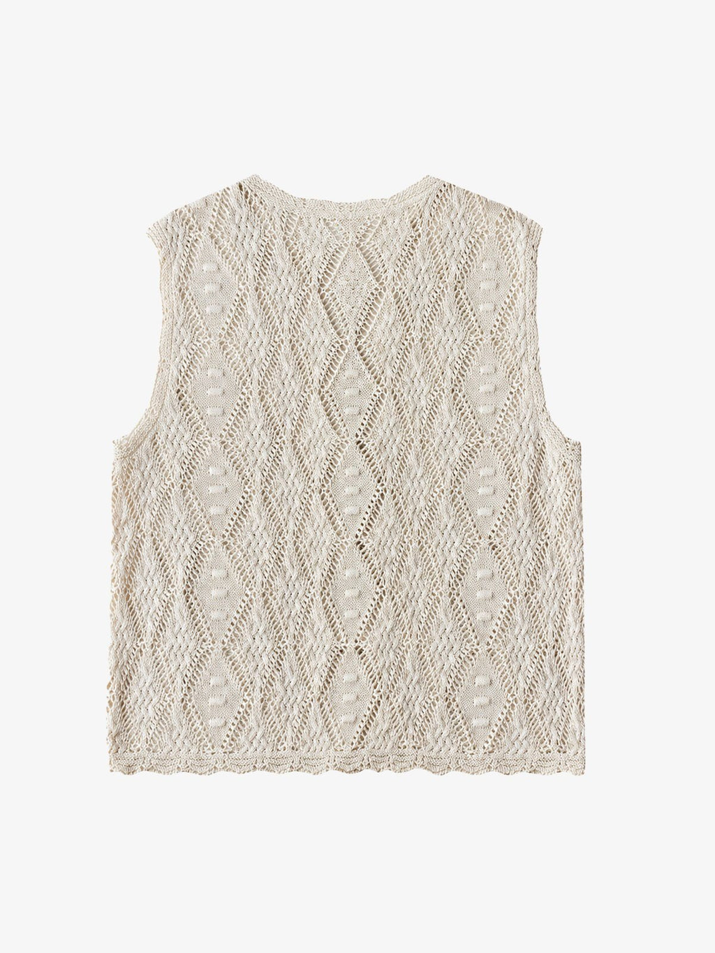 V-Neck Openwork Linen-Blend Paper Yarn Knit Vest