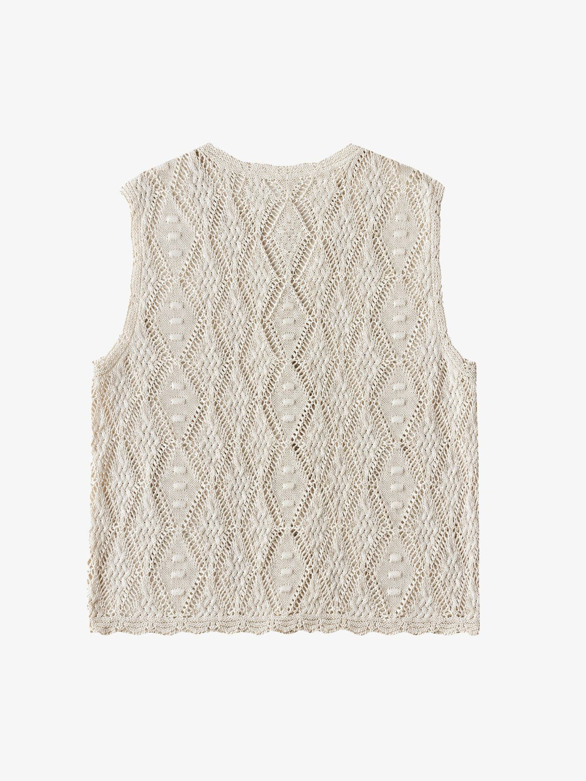 V-Neck Openwork Linen-Blend Paper Yarn Knit Vest