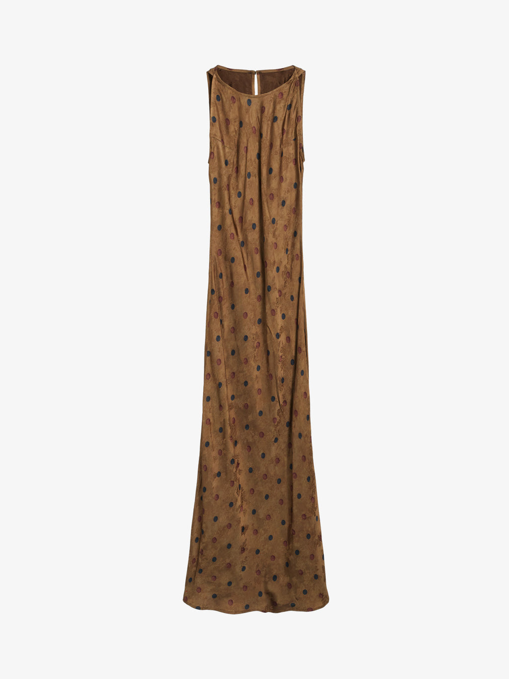 Xiangyun Silk Polka-Dot Sleeveless Column Maxi Dress