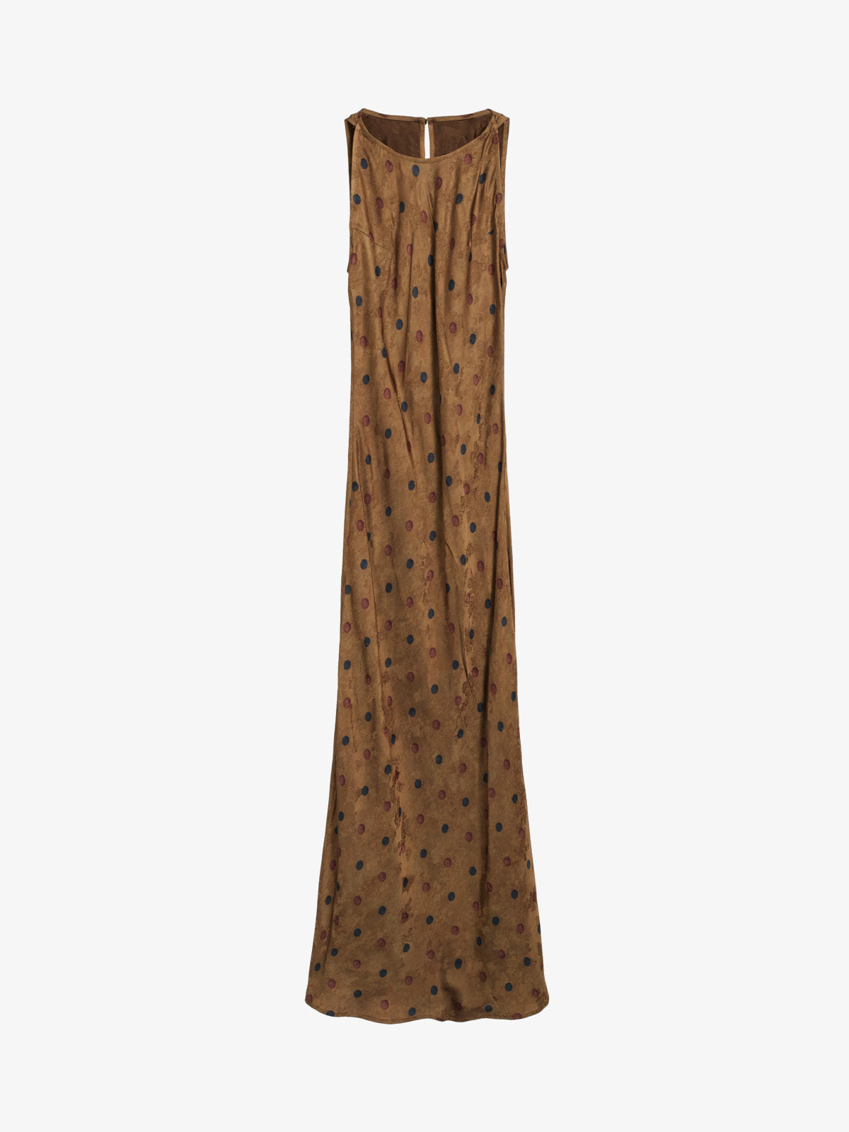 Xiangyun Silk Polka-Dot Sleeveless Column Maxi Dress