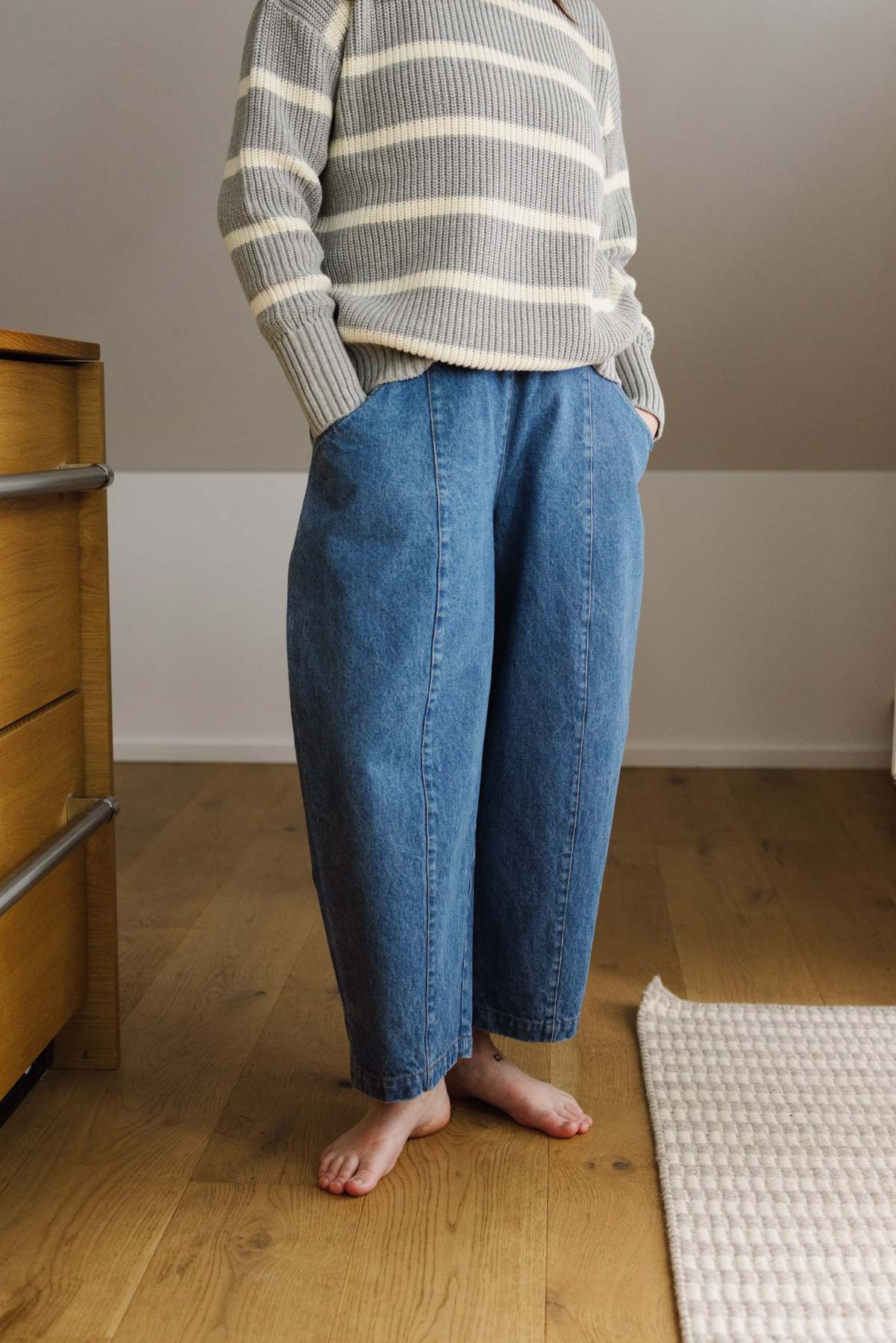 Cotton Blend Track Pants with Side Stripes - Comfortable Wide Leg Joggers for Casual Wear