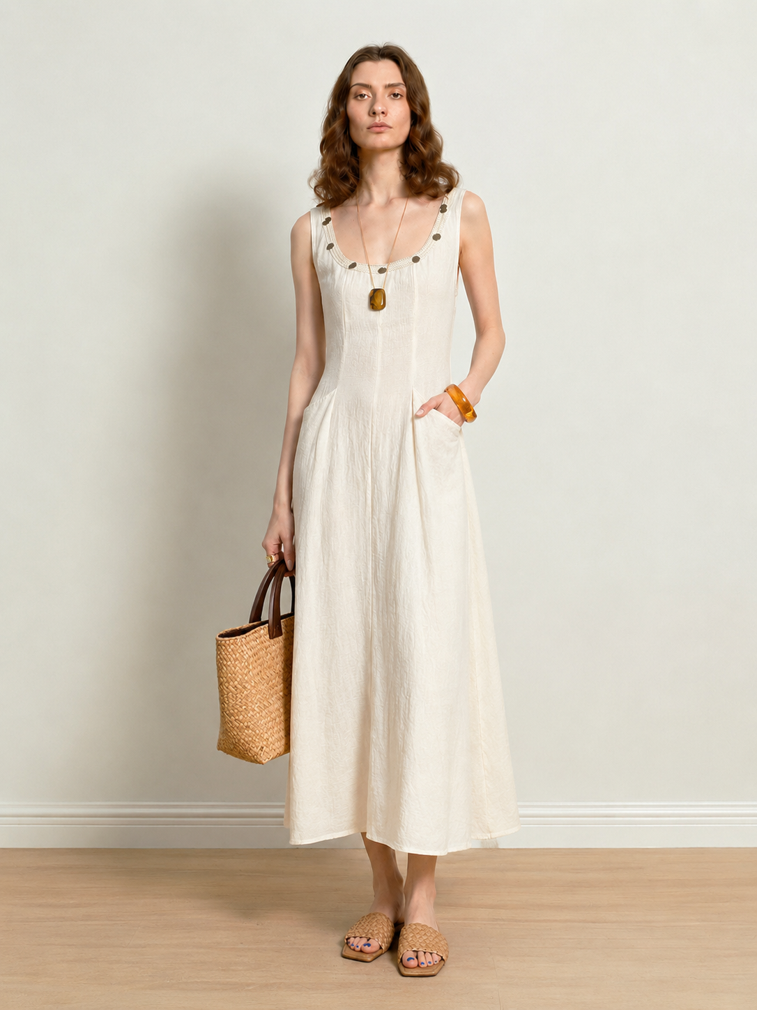 Cotton Fitted Waist Camisole Dress