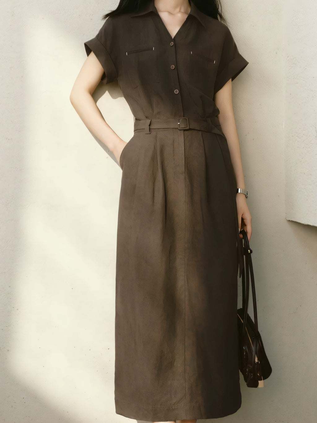 Utility Lyocell Shirt Midi Dress