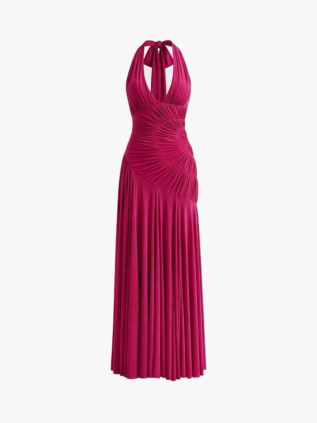 Deep V-Neck Backless Halter Neck Sleeveless Dress