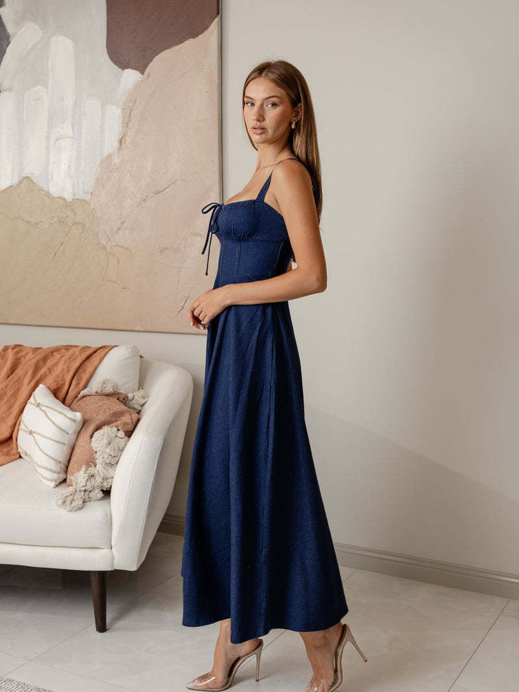 Denim A Line Midi Dress