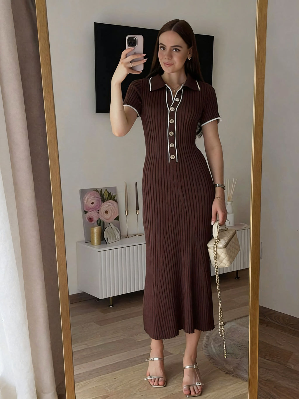 Knitted Collar Slim-fit Dress