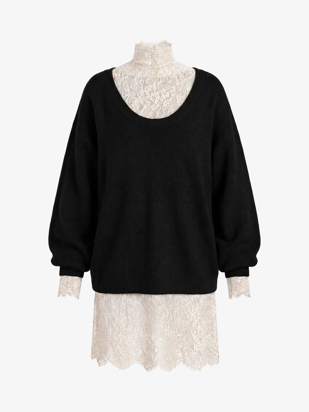 Elegant Lace Patchwork Knit Dress