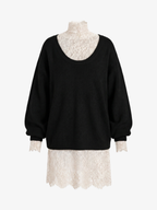 Elegant Lace Patchwork Knit Dress