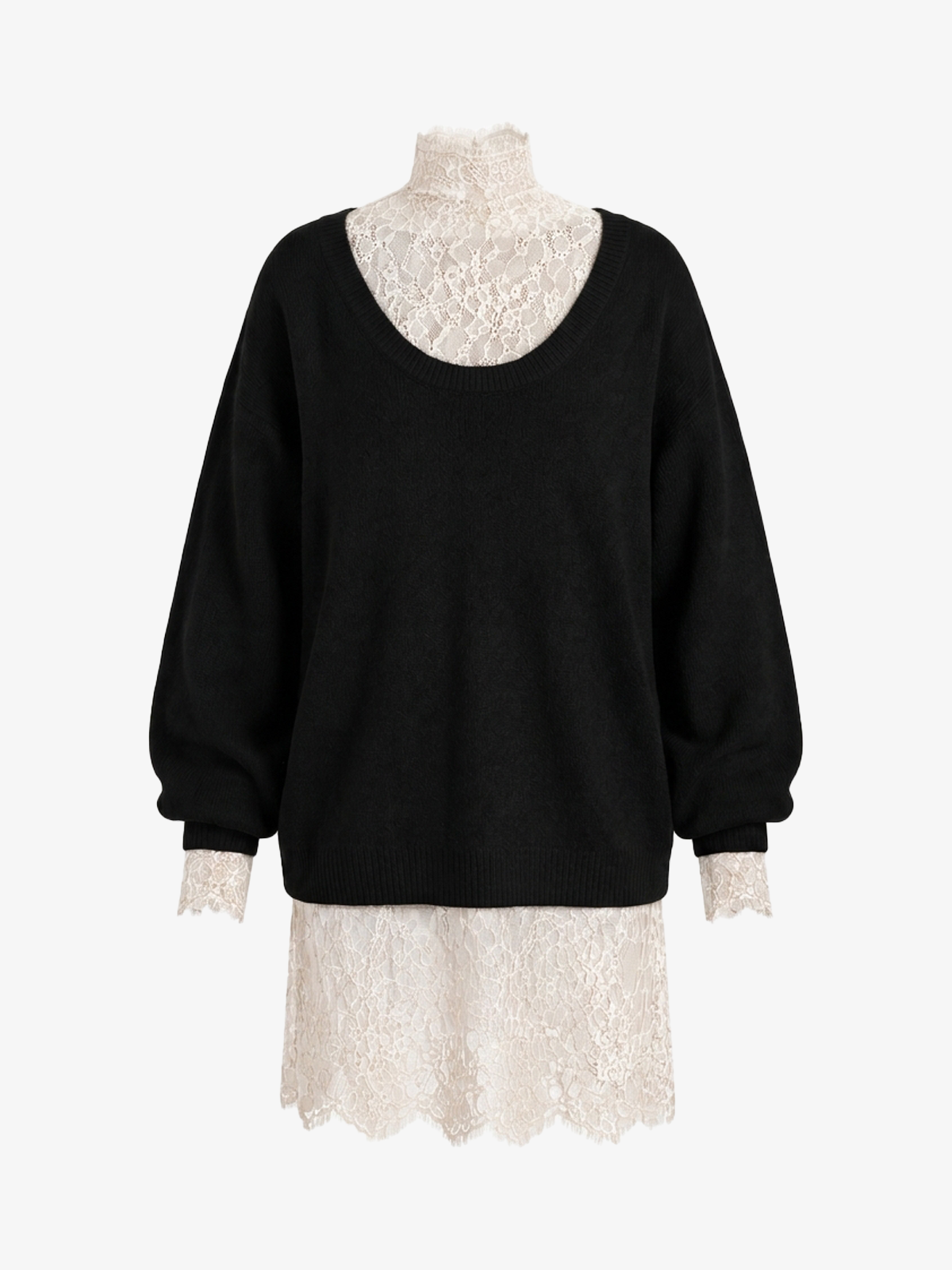 Elegant Lace Patchwork Knit Dress