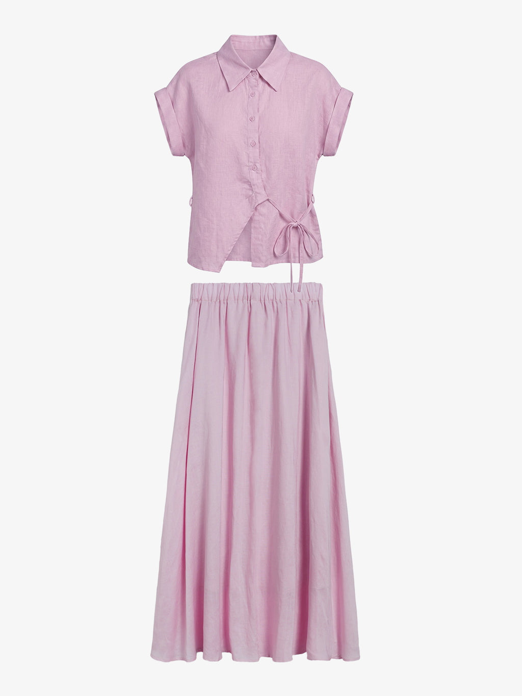 Tie-Waist Linen Shirt Set