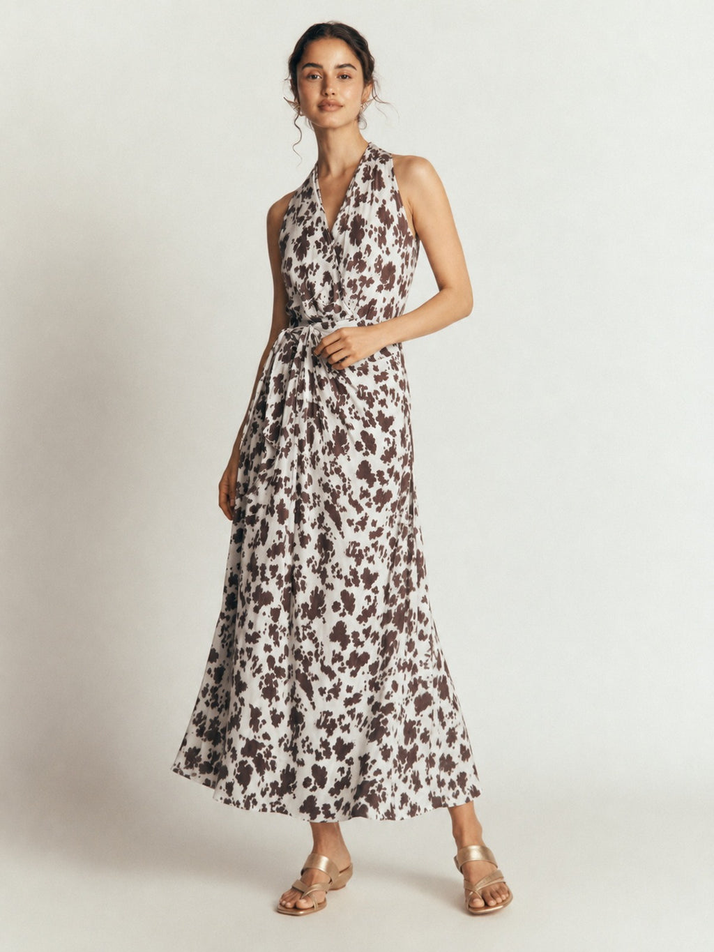 Floral Twist-Front Maxi Dress