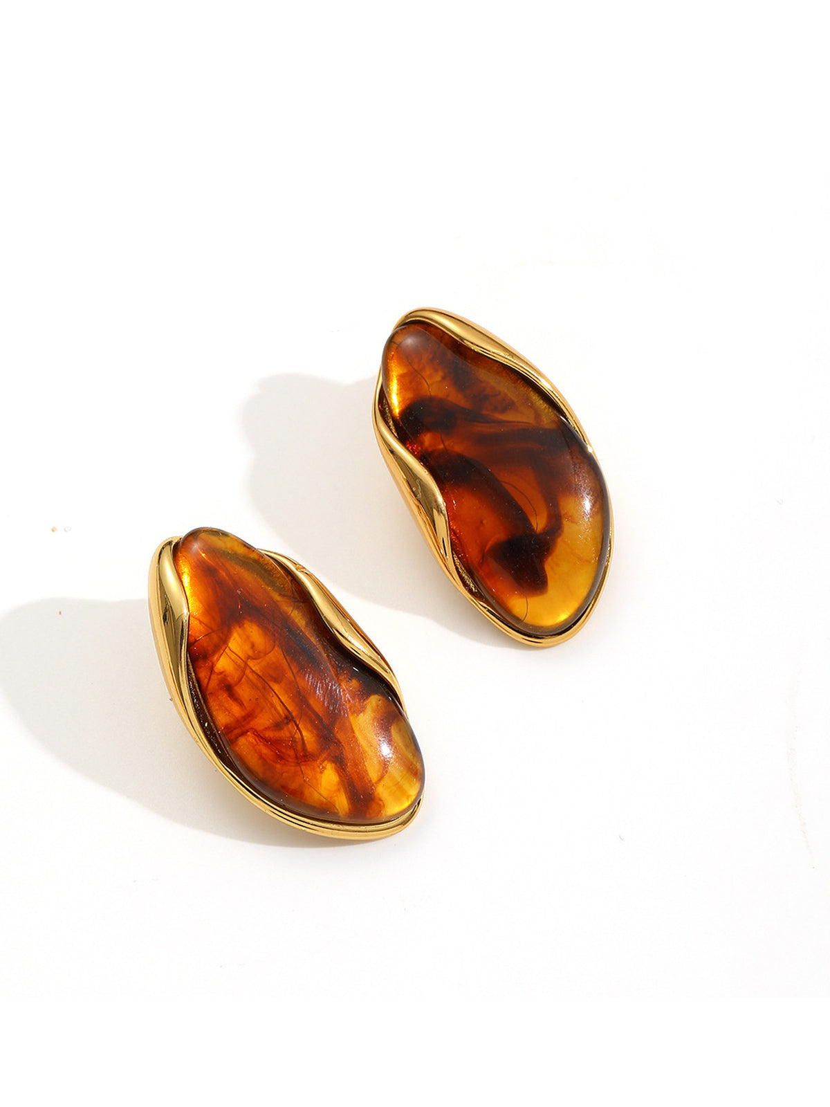 Irregular Geometric Oval Resin Earrings