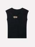 Ribbed Knit Sleeveless Cotton Top