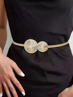 Ceinture élastique à taille avec disque argenté