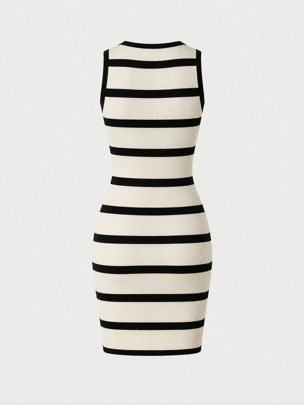 Ribbed Sleeveless Button Bodycon Mini Dress