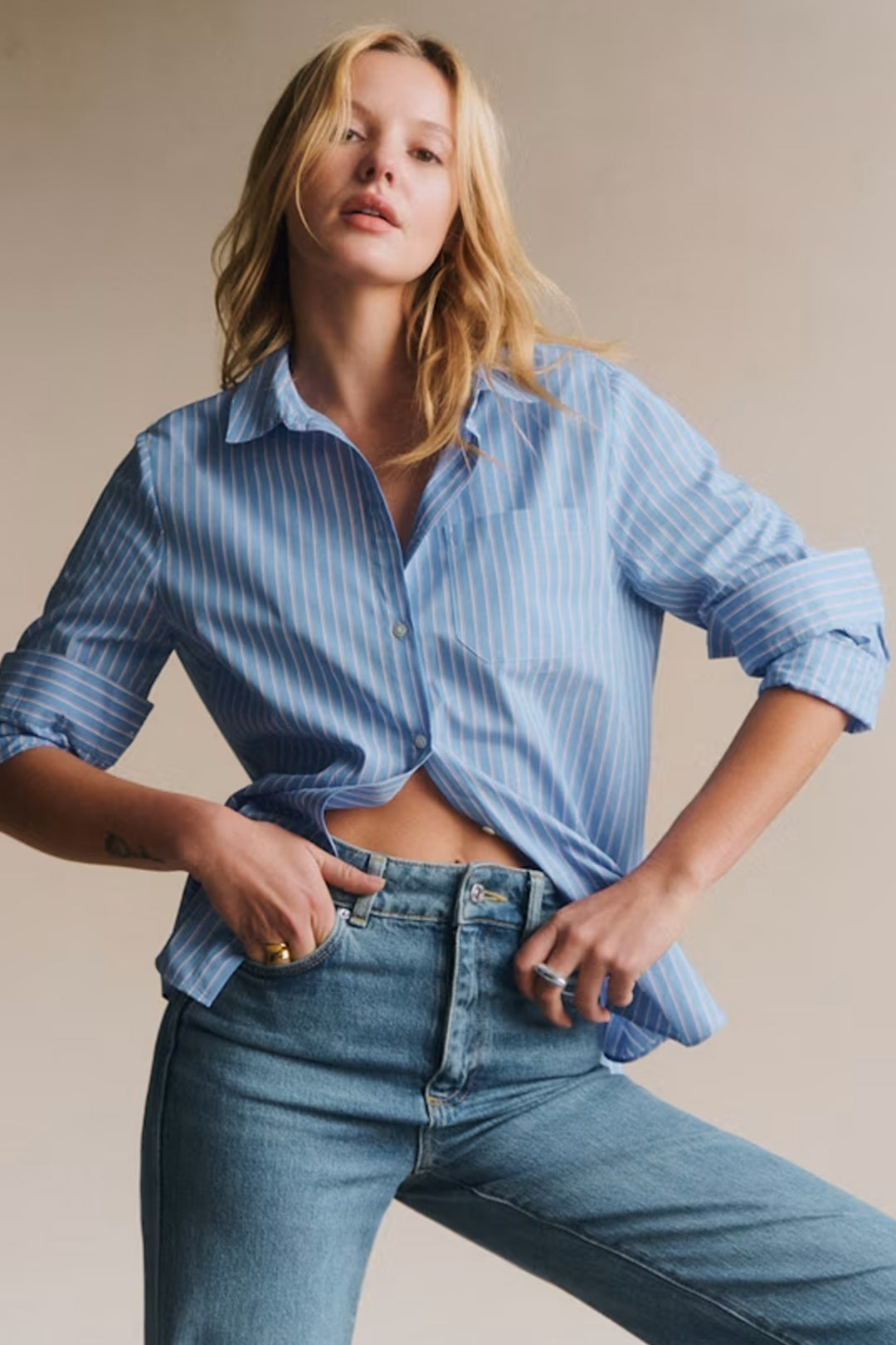 Oversized Vertical Striped Cotton Shirt
