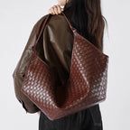 Woven Cowhide Leather Tote Bag