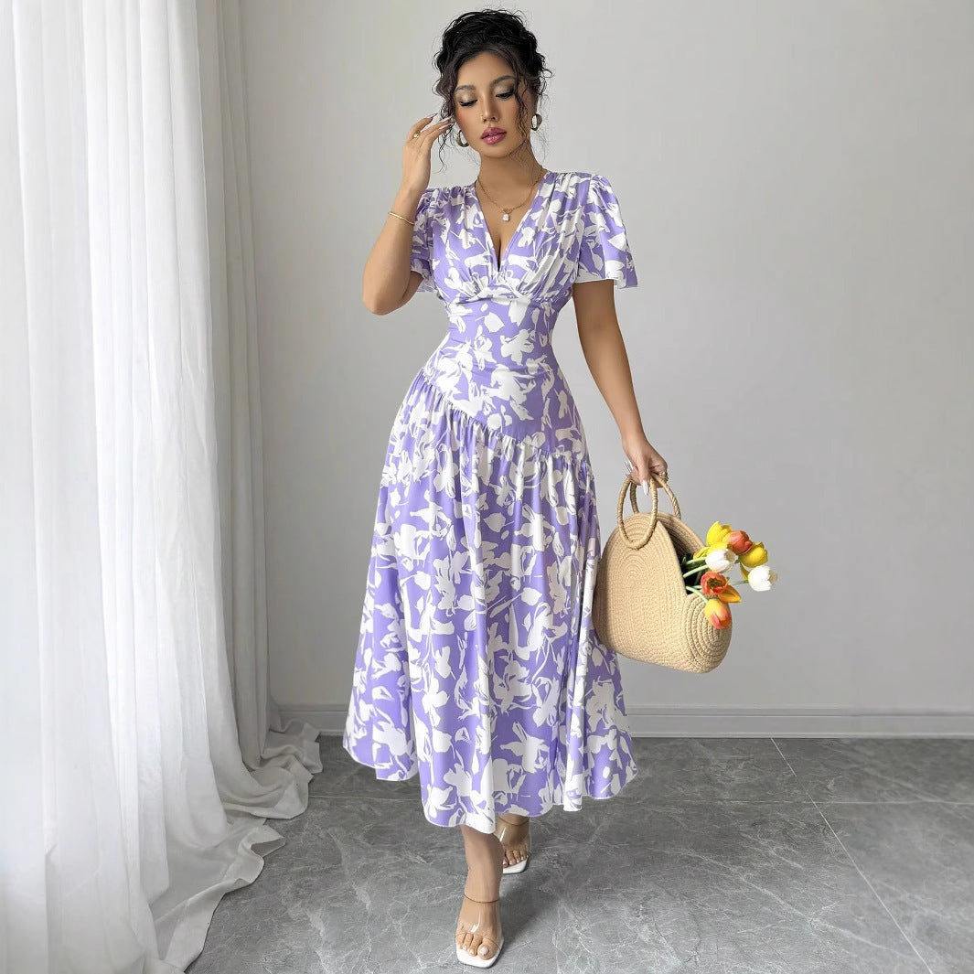Floral V-Neck Midi Dress