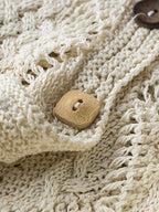 V-Neck Openwork Linen-Blend Paper Yarn Knit Vest